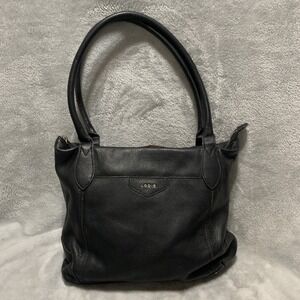 Lodis Black Pebbled Leather Shoulder Bag Tote Handbag with Colorful Lining